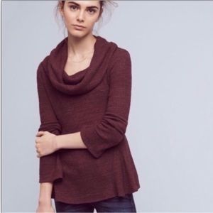 Anthropologie 9-H15 STCL maroon Cowl Neck Fit & Flare Sweater